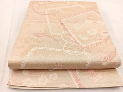 平和屋着物◎六通柄袋帯 唐織 結び紐花文 金糸 正絹 逸品 BAAW2471yc