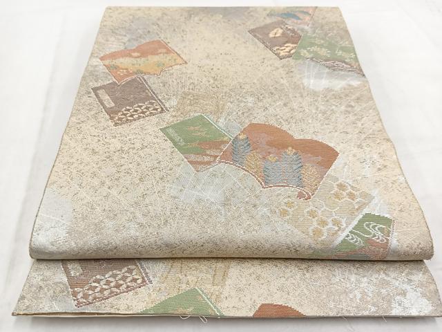 平和屋着物◎六通柄袋帯　古文集　金銀糸　引箔　正絹　逸品　BAAW2475yc