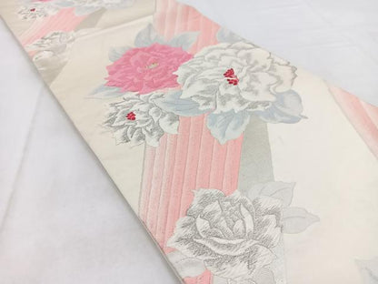 平和屋着物◎六通柄袋帯　唐織　舞花文　金銀糸　正絹　逸品　BAAW2481yc