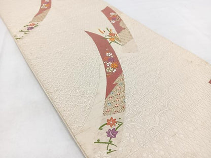 平和屋着物◎六通柄袋帯　唐織　鬘帯草花文　金糸　正絹　逸品　BAAW2489yc