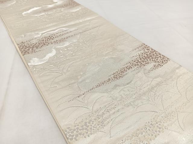平和屋着物◎六通柄袋帯　唐織　雲取り草木文　銀糸　正絹　逸品　BAAW2490yc