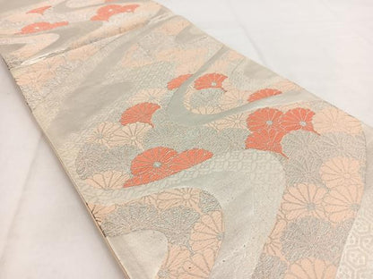 平和屋着物◎六通柄袋帯　唐織　菊水　銀糸　正絹　逸品　BAAW2500yc