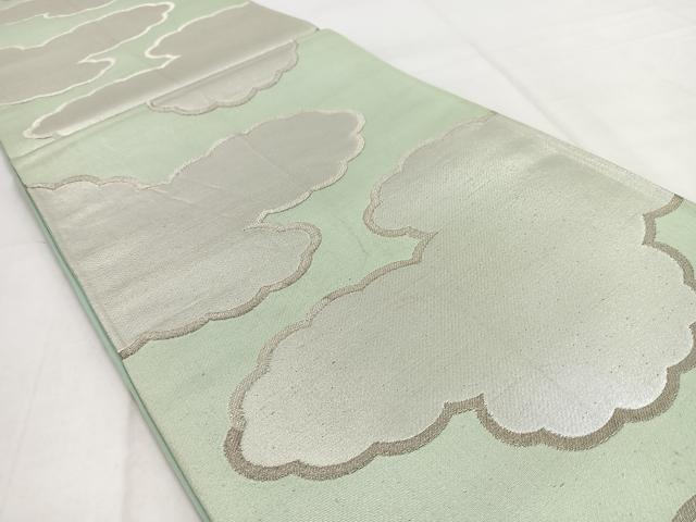 平和屋着物◎六通柄袋帯　雲文　銀糸　正絹　逸品　BAAW2501yc