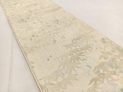 平和屋着物◎西陣　六通柄袋帯　笹の葉文　金銀糸　引箔　正絹　逸品　BAAW2503yc