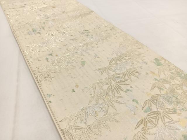 平和屋着物◎西陣　六通柄袋帯　笹の葉文　金銀糸　引箔　正絹　逸品　BAAW2503yc