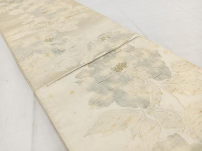 平和屋着物◎六通柄袋帯　ふくれ織　牡丹　金糸　正絹　逸品　BAAW2507yc