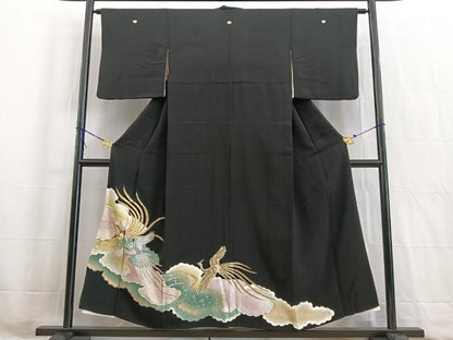 平和屋着物■豪華黒留袖 刺繍 鳳凰雲重ね文 金銀糸 正絹 逸品 BAAW2525yc