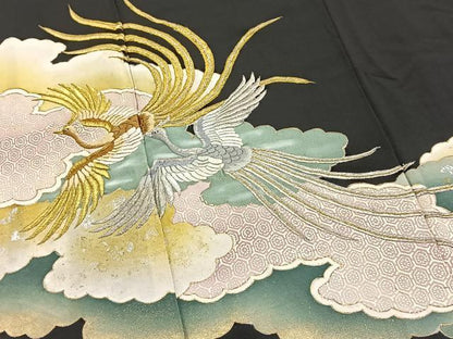 平和屋着物■豪華黒留袖 刺繍 鳳凰雲重ね文 金銀糸 正絹 逸品 BAAW2525yc