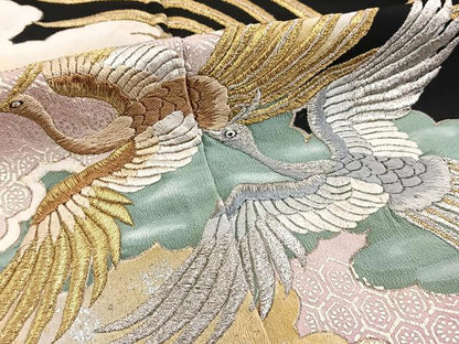 平和屋着物■豪華黒留袖 刺繍 鳳凰雲重ね文 金銀糸 正絹 逸品 BAAW2525yc
