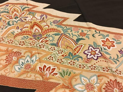 平和屋着物■豪華黒留袖 駒刺繍 更紗花文 金彩 正絹 逸品 BAAW2532yc