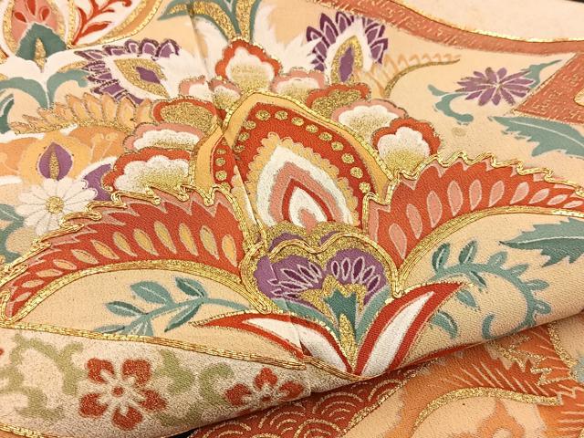 平和屋着物■豪華黒留袖 駒刺繍 更紗花文 金彩 正絹 逸品 BAAW2532yc