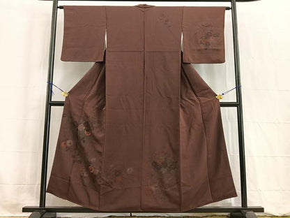 平和屋着物■訪問着　刺繍　草花文　鬼しぼ縮緬　正絹　逸品　BAAW2533yc