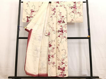 平和屋着物■上質な小紋 蔦の葉文 銀彩 正絹 逸品 BAAW2542yc