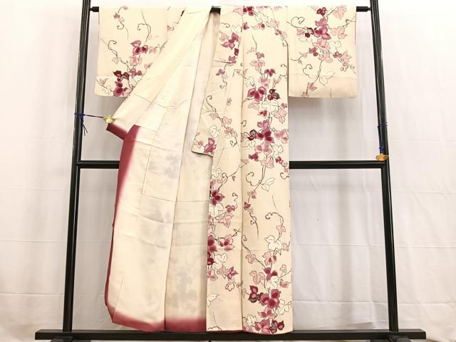 平和屋着物■上質な小紋 蔦の葉文 銀彩 正絹 逸品 BAAW2542yc
