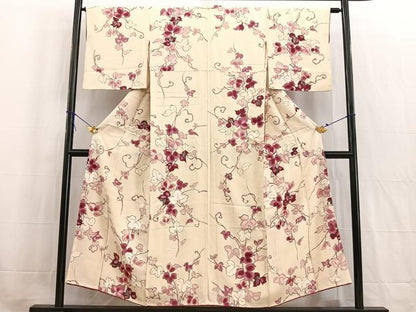 平和屋着物■上質な小紋 蔦の葉文 銀彩 正絹 逸品 BAAW2542yc