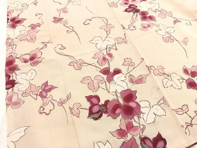 平和屋着物■上質な小紋 蔦の葉文 銀彩 正絹 逸品 BAAW2542yc