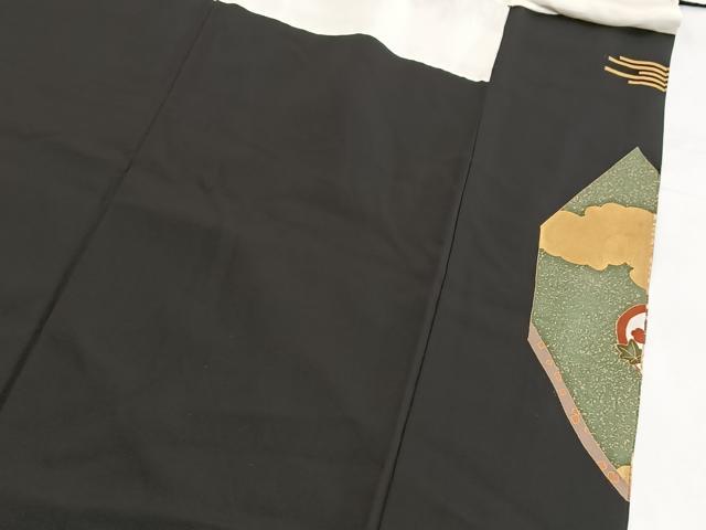 平和屋着物■豪華黒留袖 駒刺繍 扇面宝尽くし花文 金銀彩 正絹 逸品 BAAW2544yc