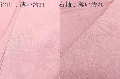 平和屋着物■上質な色無地　吉祥花地紋　桃色　正絹　逸品　BAAW2547yc