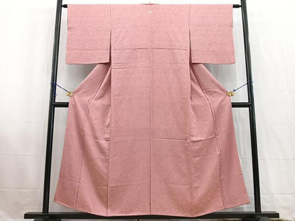 平和屋着物■上質な色無地　吉祥花地紋　桃色　正絹　逸品　BAAW2547yc