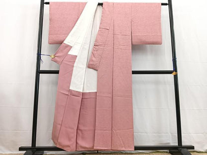 平和屋着物■上質な色無地　吉祥花地紋　桃色　正絹　逸品　BAAW2547yc