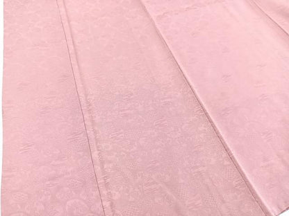 平和屋着物■上質な色無地　吉祥花地紋　桃色　正絹　逸品　BAAW2547yc
