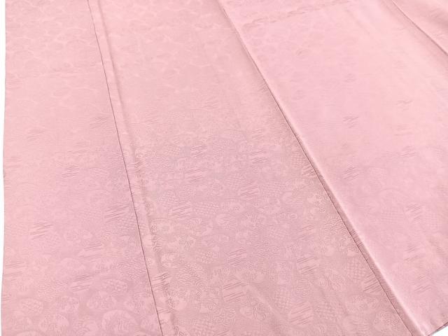 平和屋着物■上質な色無地　吉祥花地紋　桃色　正絹　逸品　BAAW2547yc
