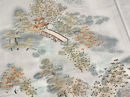 平和屋着物■訪問着　流水風景文　暈し染め　正絹　逸品　BAAW2558yc