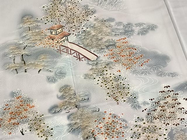 平和屋着物■訪問着　流水風景文　暈し染め　正絹　逸品　BAAW2558yc