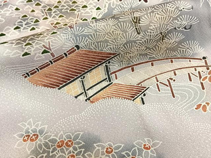 平和屋着物■訪問着　流水風景文　暈し染め　正絹　逸品　BAAW2558yc