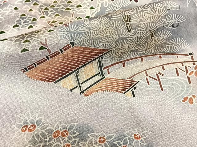 平和屋着物■訪問着　流水風景文　暈し染め　正絹　逸品　BAAW2558yc
