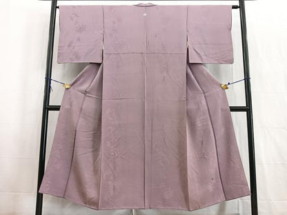 平和屋着物■上質な色無地　菊間道地紋　浅紫色　正絹　逸品　BAAW2567yc