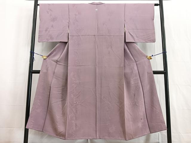 平和屋着物■上質な色無地　菊間道地紋　浅紫色　正絹　逸品　BAAW2567yc