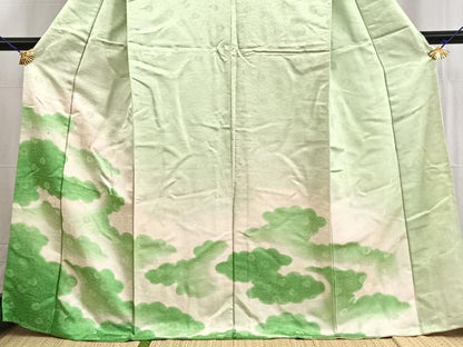 平和屋着物■訪問着 雲重ね菊花文 暈し染め 銀通し地 正絹 逸品 BAAW2574yc