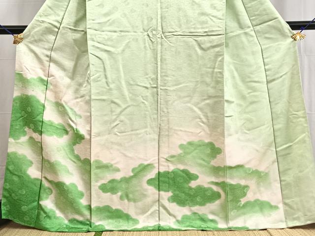 平和屋着物■訪問着 雲重ね菊花文 暈し染め 銀通し地 正絹 逸品 BAAW2574yc