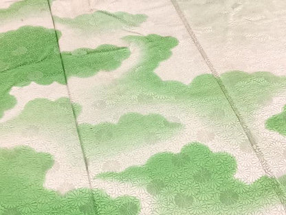 平和屋着物■訪問着 雲重ね菊花文 暈し染め 銀通し地 正絹 逸品 BAAW2574yc