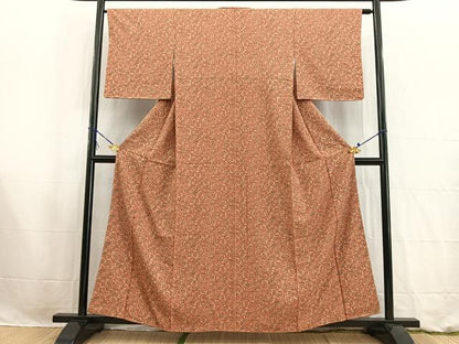 平和屋着物■上質な小紋　型染め　草花文　正絹　逸品　未使用　BAAW2577yc