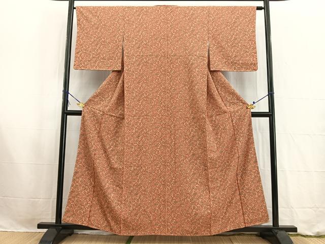 平和屋着物■上質な小紋　型染め　草花文　正絹　逸品　未使用　BAAW2577yc