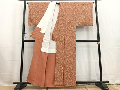 平和屋着物■上質な小紋　型染め　草花文　正絹　逸品　未使用　BAAW2577yc