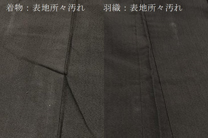 平和屋着物■男性　お召　アンサンブル　霞文　正絹　逸品　BAAW2579yc