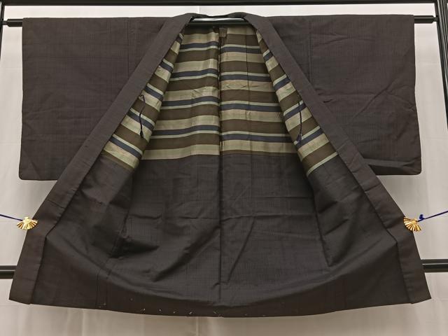 平和屋着物■男性　紬　アンサンブル　縞　正絹　逸品　未使用　BAAW2588yc