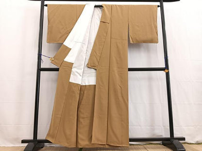 平和屋着物■上質な色無地　飴色　正絹　逸品　未使用　BAAW2592yc