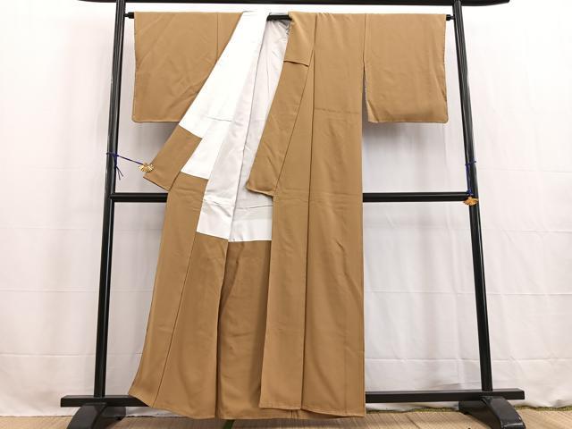 平和屋着物■上質な色無地　飴色　正絹　逸品　未使用　BAAW2592yc