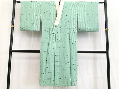 平和屋着物■長襦袢　無双仕立て　髪飾り舞桜文　金彩　正絹　逸品　BAAW2597yc