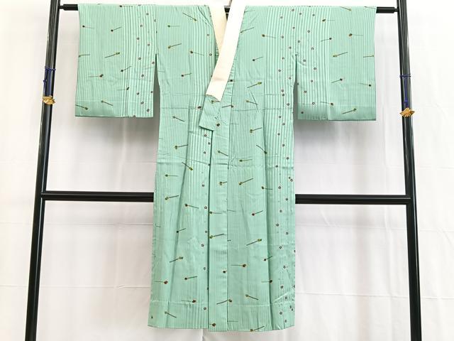 平和屋着物■長襦袢　無双仕立て　髪飾り舞桜文　金彩　正絹　逸品　BAAW2597yc