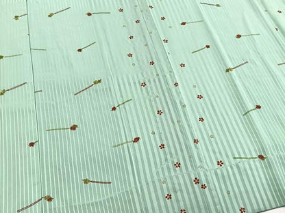 平和屋着物■長襦袢　無双仕立て　髪飾り舞桜文　金彩　正絹　逸品　BAAW2597yc
