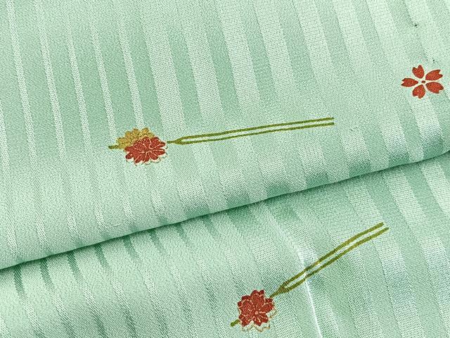 平和屋着物■長襦袢　無双仕立て　髪飾り舞桜文　金彩　正絹　逸品　BAAW2597yc