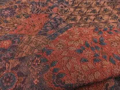 平和屋着物■上質な小紋　切嵌更紗花文　鬼しぼ縮緬　正絹　逸品　BAAW2602yc