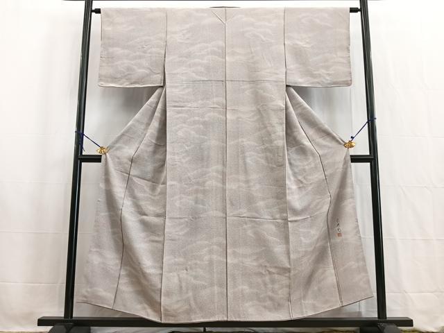 平和屋着物■伝統工芸師　服部光擴　小紋　霞文　たたき染め　正絹　逸品　BAAW2604yc