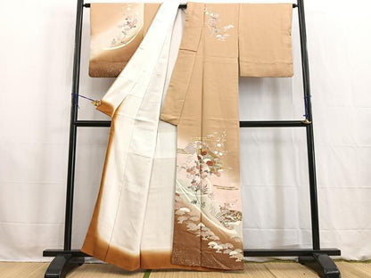 平和屋着物■訪問着　地紙草花文　暈し染め　金銀彩　正絹　逸品　BAAW2611yc