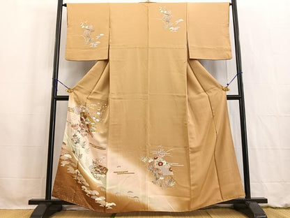 平和屋着物■訪問着　地紙草花文　暈し染め　金銀彩　正絹　逸品　BAAW2611yc